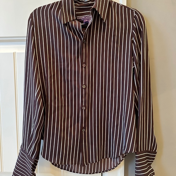 Ralph Lauren Purple Label Ralph Lauren Collection Brown Silk Blouse - Picture 8 of 9